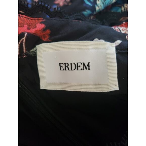 Erdem Magdelene Hogworth-Print Crepe De Chine Silk Midi Dress Sz US 4 (V4 - Picture 7 of 10